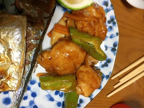 鶏肉と野菜の黒酢あんかけ